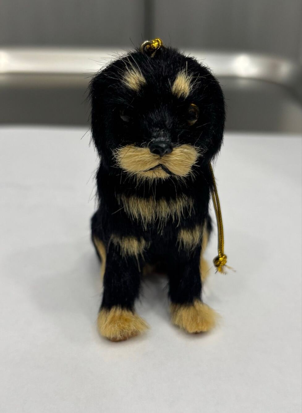 Maker's Holiday ? Furry Faux Fur Rottweiler Puppy/Dog Christmas Ornament